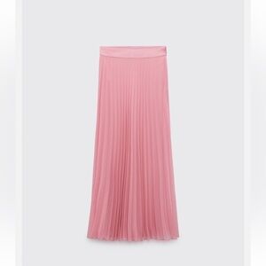 Zara pink pleated maxi skirt